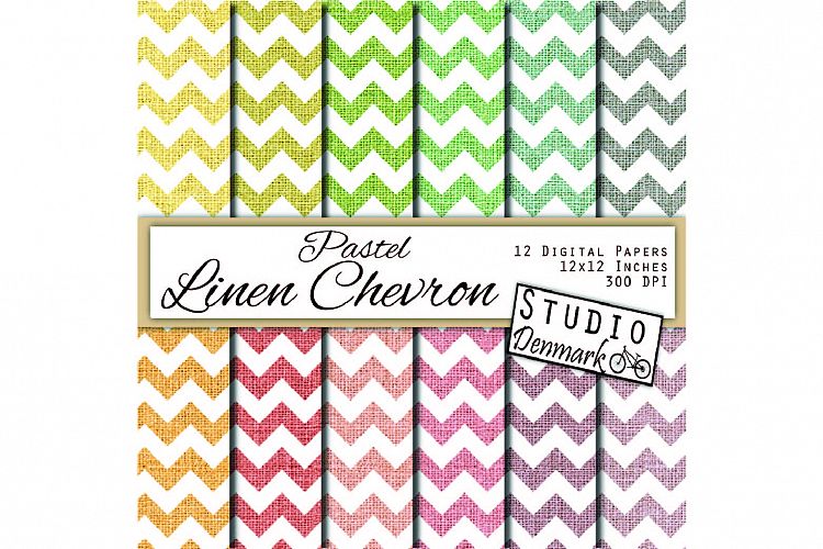 Pastel Linen Chevron Digital Paper - 12 Pack