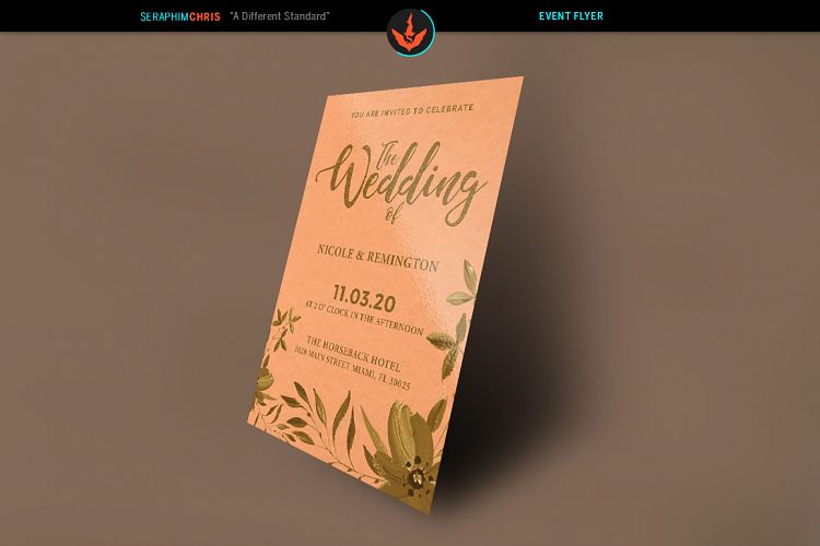 Gold and Peach Wedding Invite Template