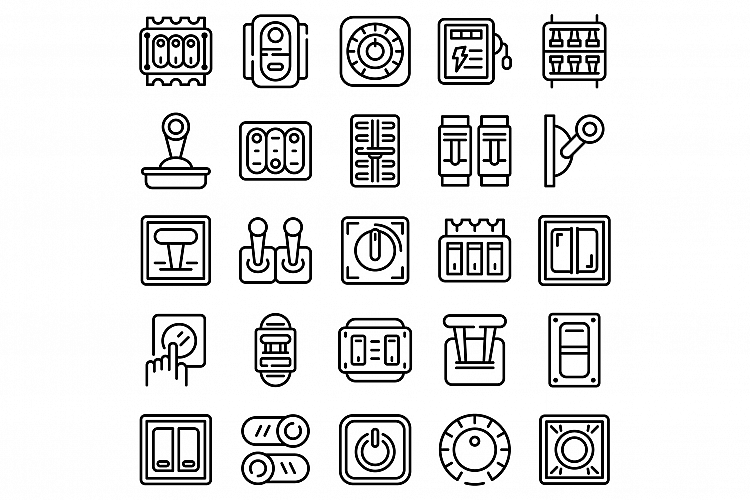 Breaker switch icons set, outline style example image 1