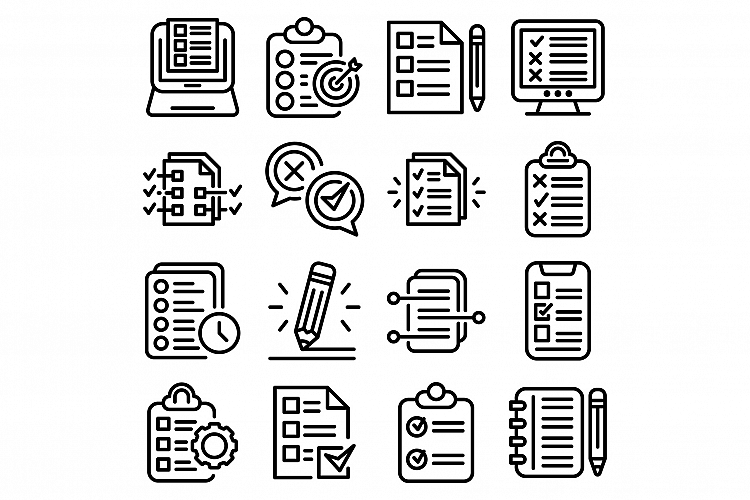 Assignment icons set, outline style example image 1
