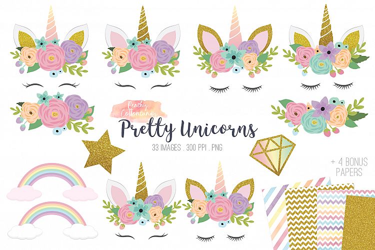 Pretty Unicorn Clipart , Rainbow Unicorn Party Clip Art