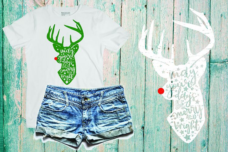 Reindeer Merry And Bright SVG Christmas 3p