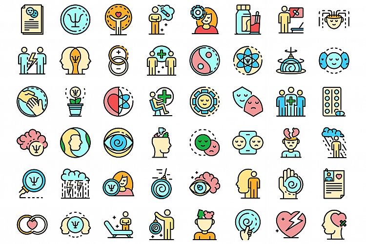 Psychologist icons set vector flat example image 1