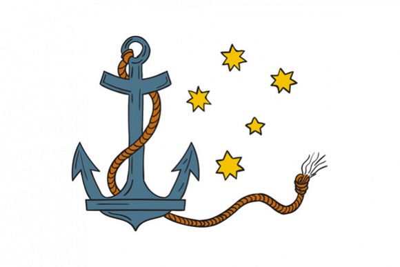 Anchor with Rope and Southern Star Drawing example image 1