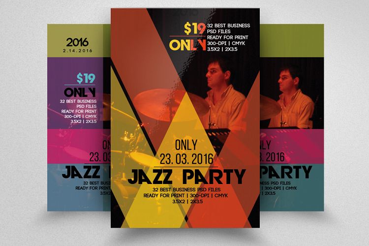 2 Layout Jazz Music Party Flyer