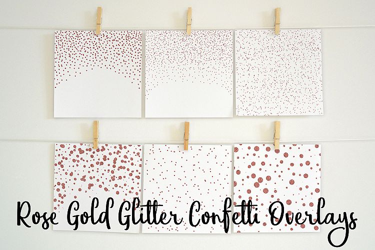 Rose Gold Glitter Confetti Overlays