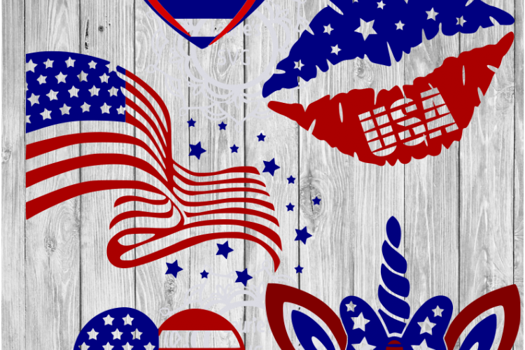 MIX USA 4th july unicorn heart flag lips SVG,EPS,DXF,PNG,JPG
