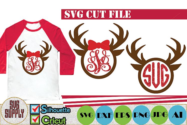 Deer Antler Monogram SVG Cut File