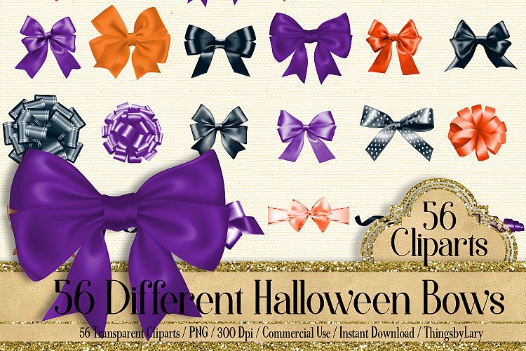 56 Halloween Bows and Ribbons Clip Arts PNG Transparent