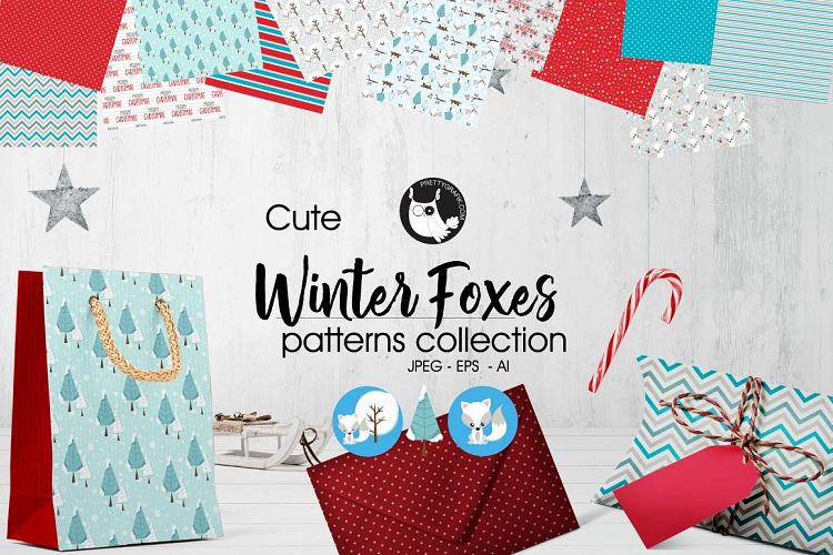 WINTER-FOXES , digital papers