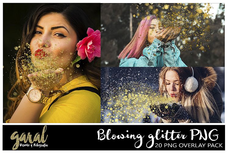 20 Blowing glitter Photoshop Overlays, PNG with transparent background, easy to use, drag and drop, photoshop overlay, glitter, gold glitter