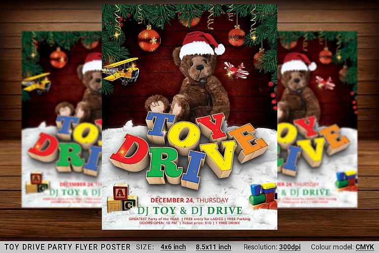 Toy Drive Party Flyer Poster