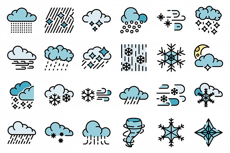 Blizzard icons vector flat example image 1