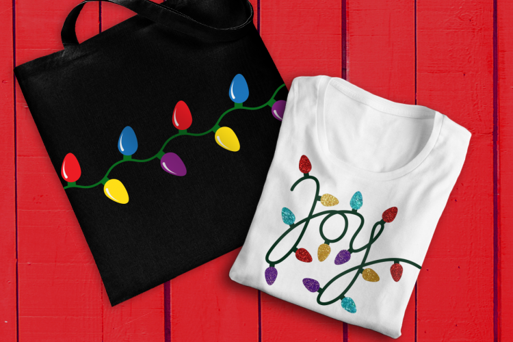 Joy Christmas Light SVG File Cutting Template Set