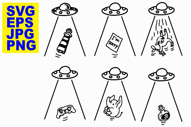 UFO Abduction Set 3 - EPS/SVG/JPG/PNG