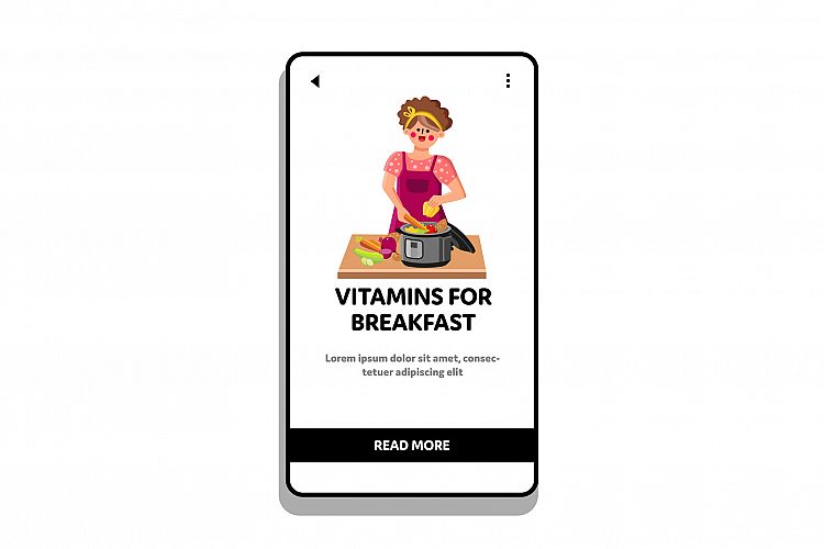 Vitamins For Breakfast Preparing Cooker Vector example image 1