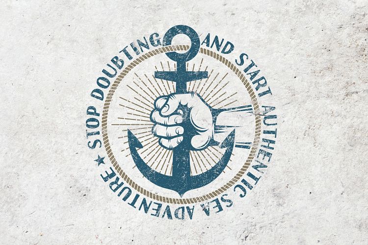 Anchor in hand retro logo