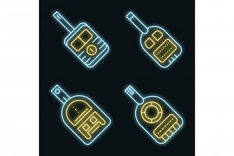 Glucose meter icons set vector neon example image 1