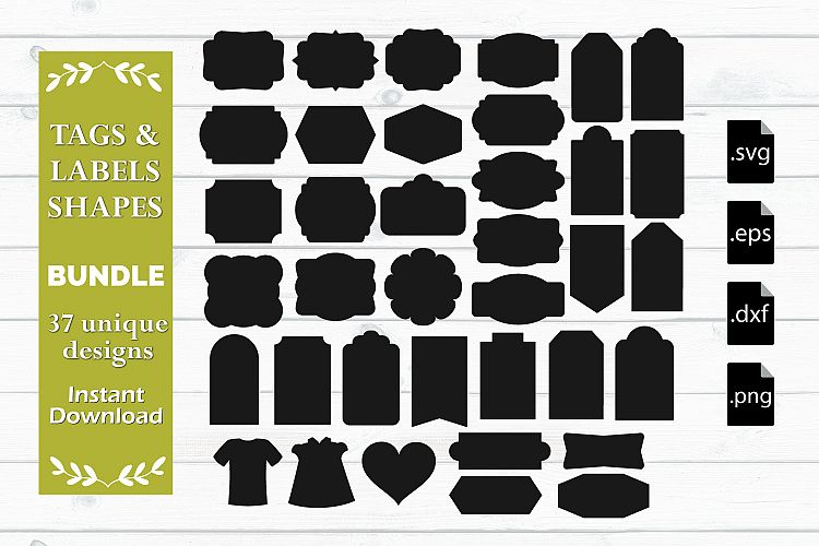 Tags, Labels and Shapes Bundle - SVG, EPS, DXF, PNG