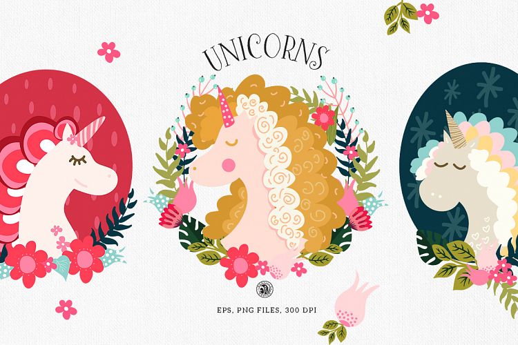 Unicorns - illustrations and patterns