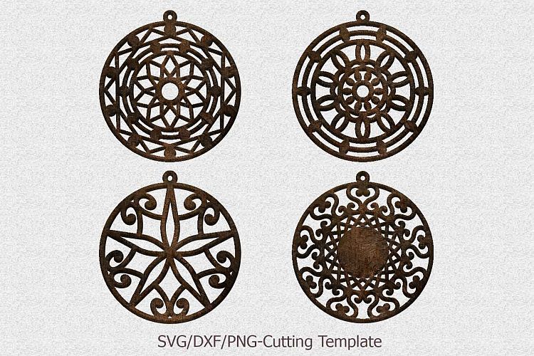 Laser cut wood leather earrings mandala earrings templates