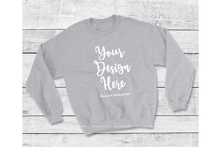 Gray Sweatshirt Mock Up, Unisex Sweatshirt Flat Lay Display