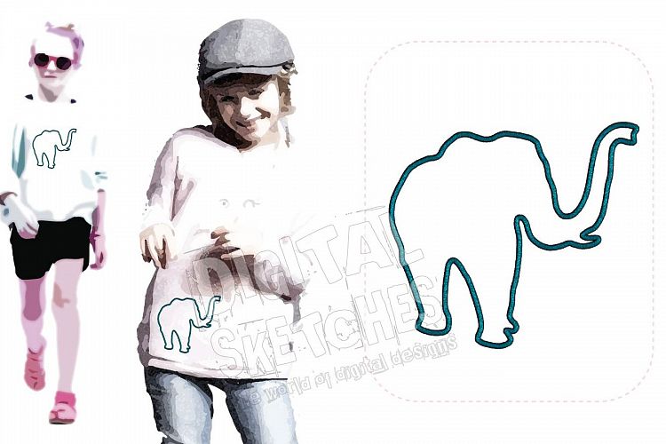 Elephant Applique Design Machine Embroidery Design 3 Sizes