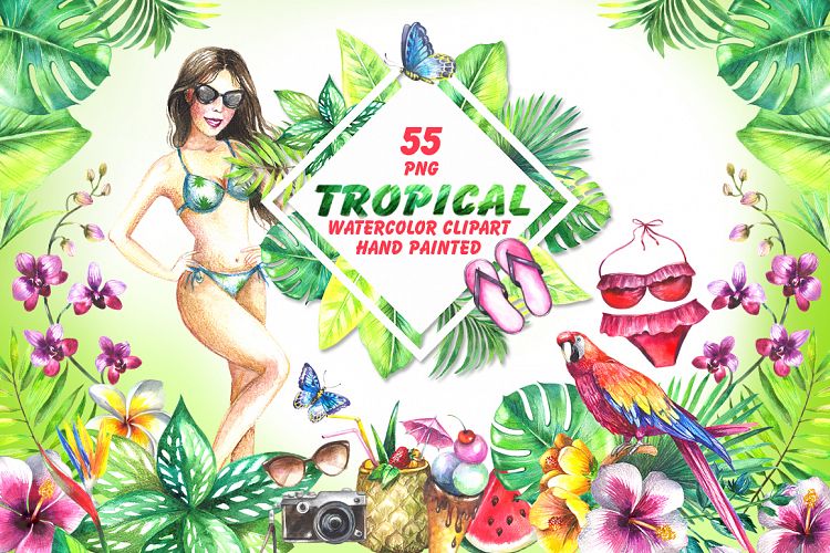 Tropical watercolor clipart
