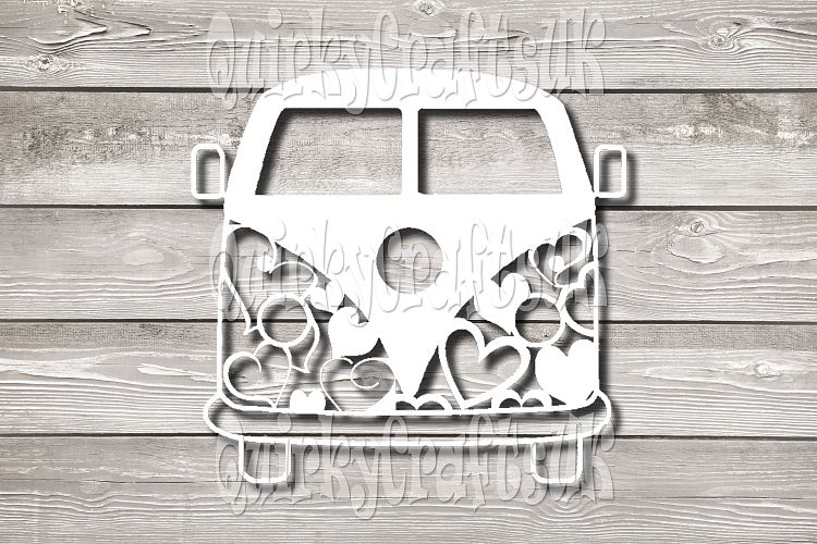 Campervan Hearts papercutting templates|PNG/PDF/SVG/DXF formats