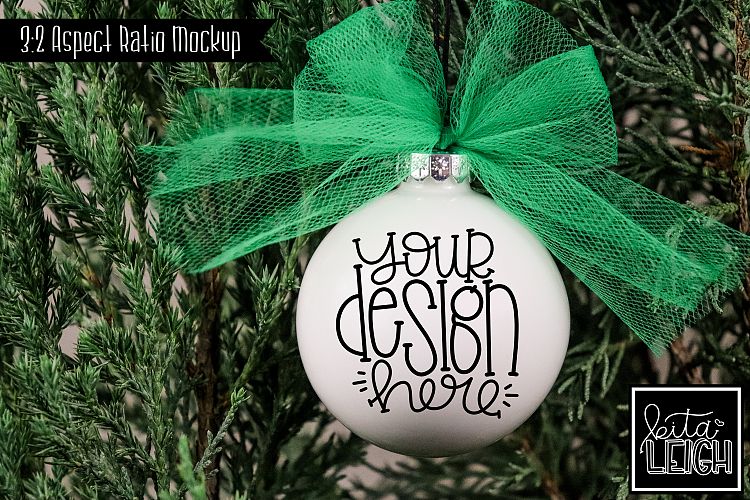 Green Tulle Round Ornament Mockup