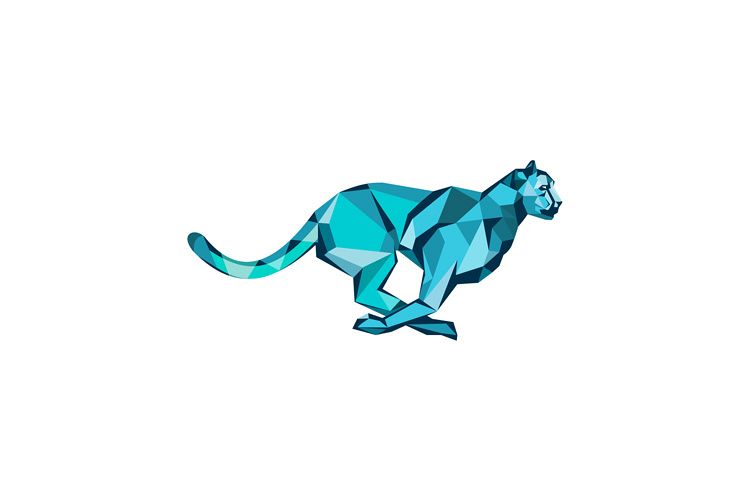 Cheetah Full Speed Running Low Poly