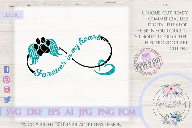 Forever In My Heart Dog Memorial SVG Cut File LL138C