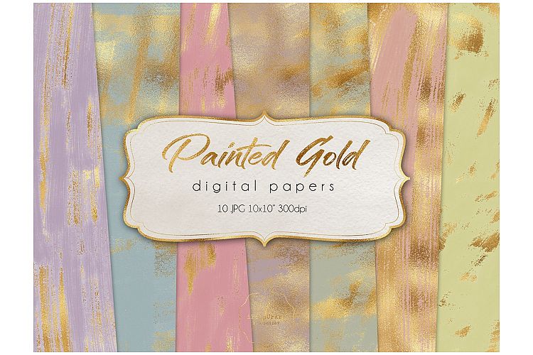 Gold Paint Strokes Paper