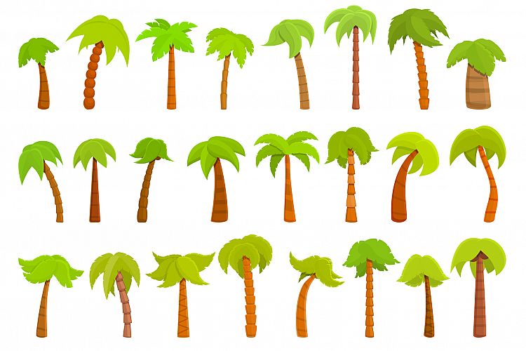 Palm icons set, cartoon style example image 1