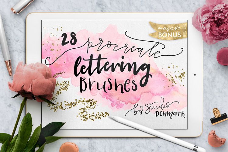 Procreate Lettering Brushes + Bonus