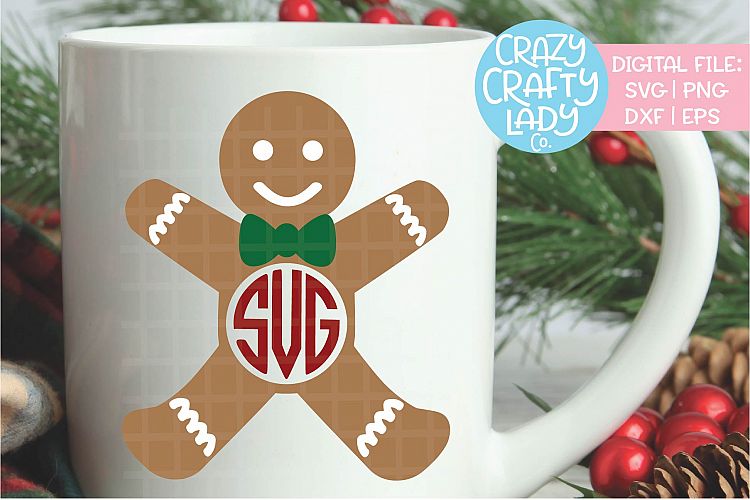 Gingerbread Man Monogram Frame SVG DXF EPS PNG Cut File