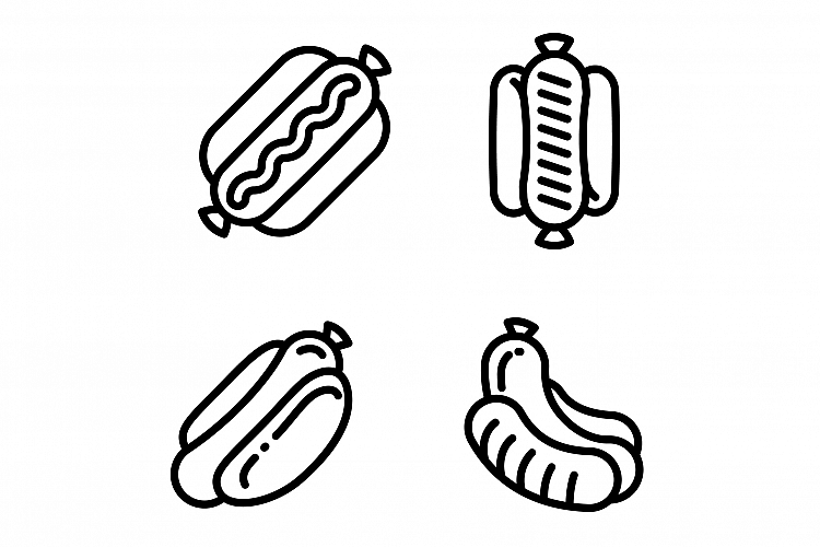 Hot dog icons set, outline style example image 1