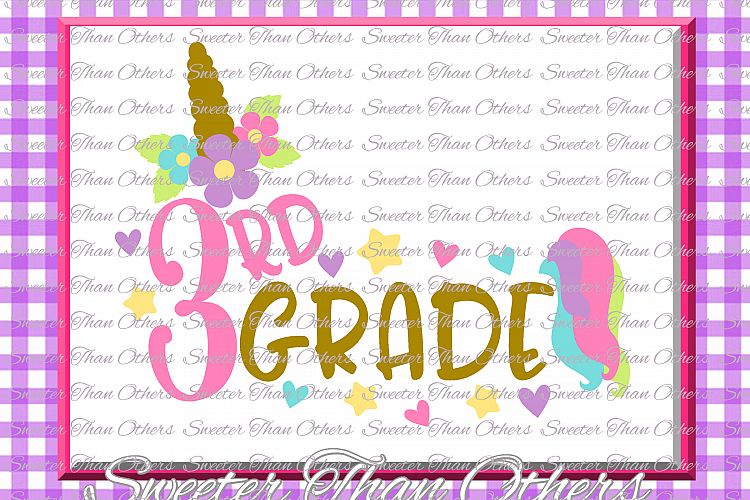 Unicorn Svg, Third Grade SVG 3rd Grade cut file