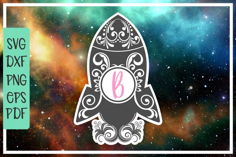 rocket monogram, zentangle, space svg, rocket ship, clip art