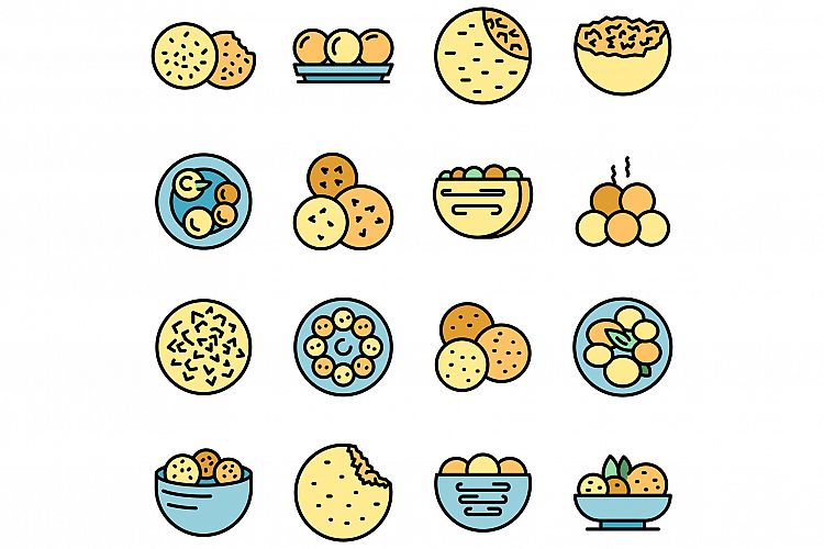 Falafel icons set vector flat example image 1