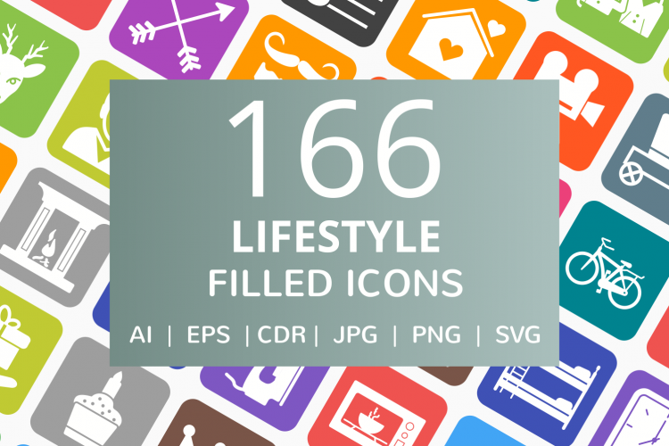 166 Lifestyle Filled Round Corner Icons