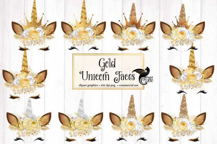 Gold Unicorn Face Clipart