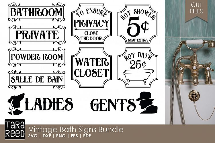 Vintage Bathroom Signs Bundle