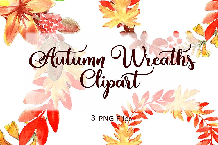 Watercolor Autumn Wreaths. Watercolor Set.