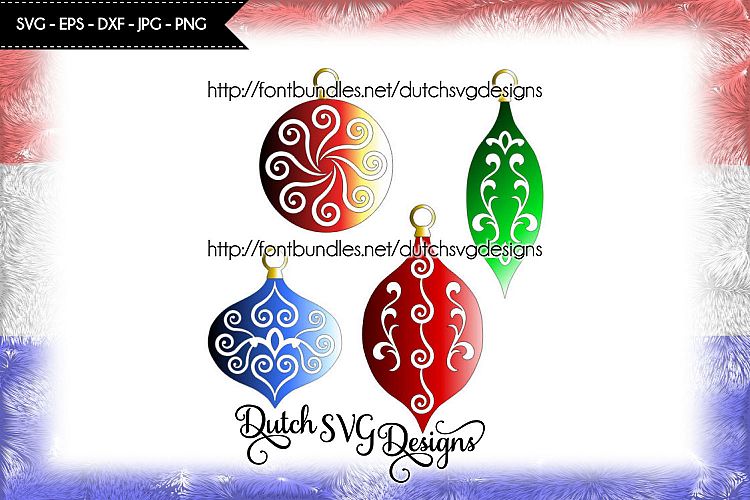 Christmas ornaments cutting files with swirls, in Jpg Png SVG EPS DXF