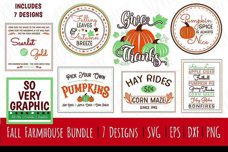 Fall Autumn Farmhouse Sign Bundle |7 Designs | SVG | PNG