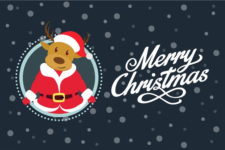 Santa Deer Christmas Greeting Card
