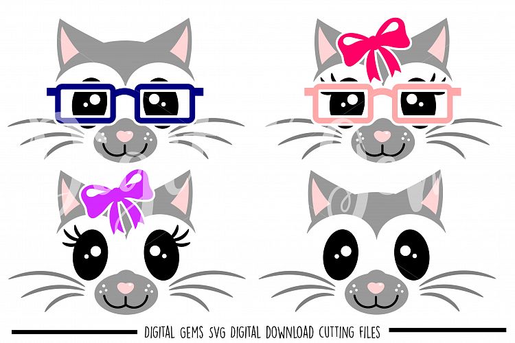 Cat Faces SVG / DXF / EPS / PNG files