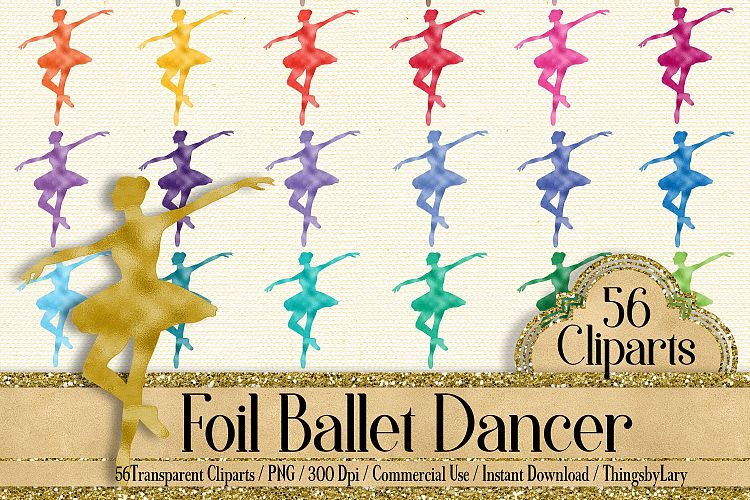 100 Foil Ballet Dancer Clip Arts, Fairy Tale Princess, Royal