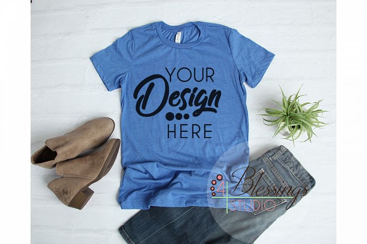 Bella Canvas Mockup 6004 Women TShirt Heather True Royal